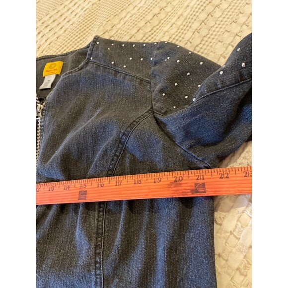 Ruby Rd Woman Studded Jacket Plus Size 16W Black Sparkly w/ Tiny Studs Zip Front - Picture 11 of 11
